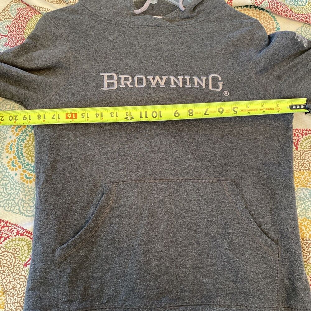 Browning Hoodie Women’s Medium Pouch Thumbholes Grey Pullover - Picture 10 of 11